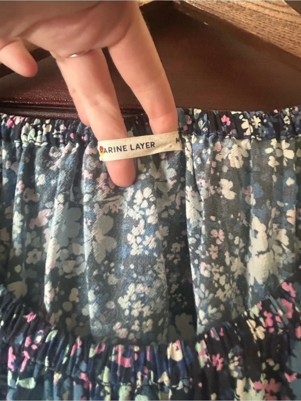 Marine Layer Charlotte Midi Dress Flutter Sleeve Medium Peek-a-boo back Floral - Picture 10 of 12